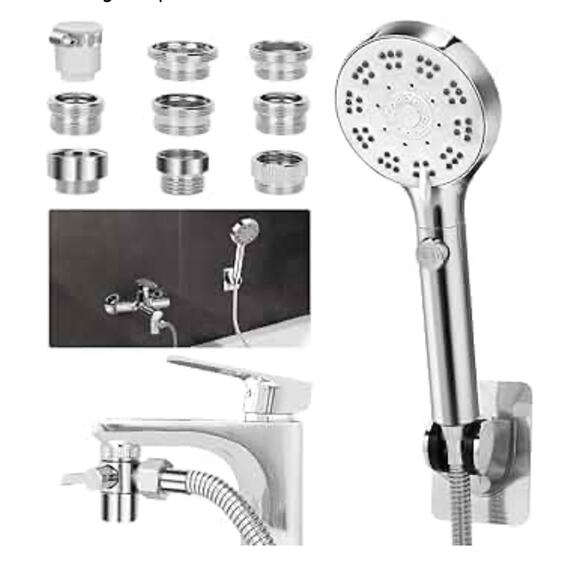 Chrome Handheld Shower Head Set - Picture 1 of 12